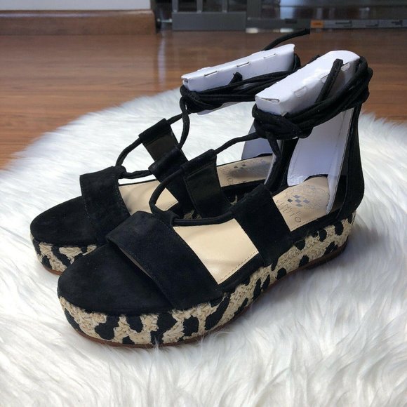 NWT Vince Camuto Espadrille Platform Sandals Black - Picture 3 of 10